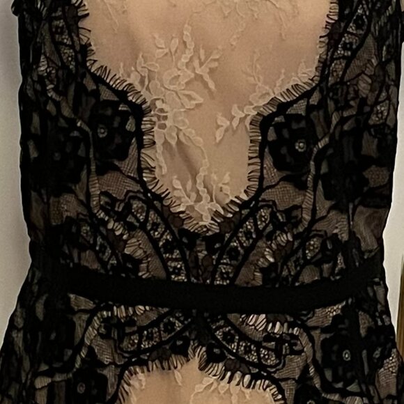 Sheer Nude & Black Lace Peplum Top – Vintage Romance with a Modern Edge - Picture 6 of 10